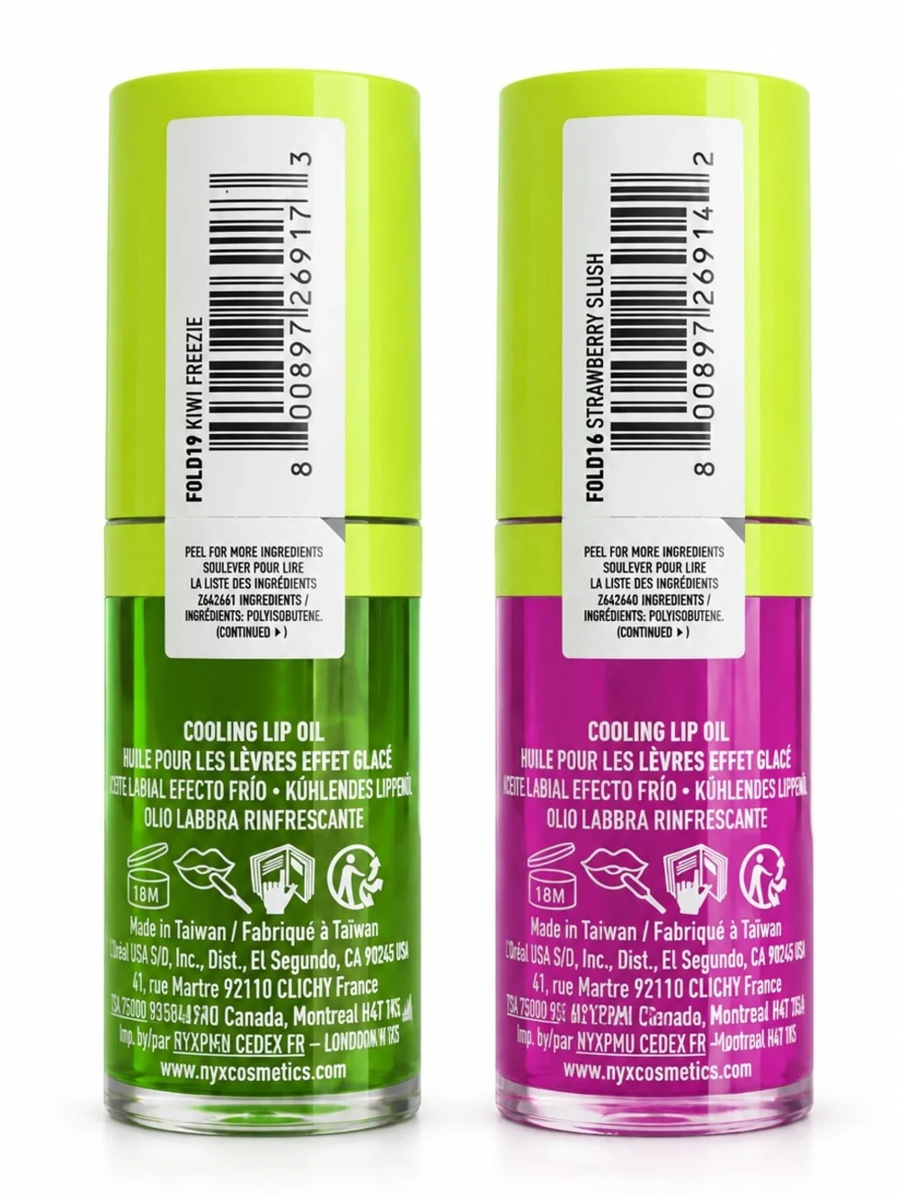 NYX Fat Oil Lip Drip Chillz Cooling Lip Oil Duo 4.8ml X 2 BRAND NEW